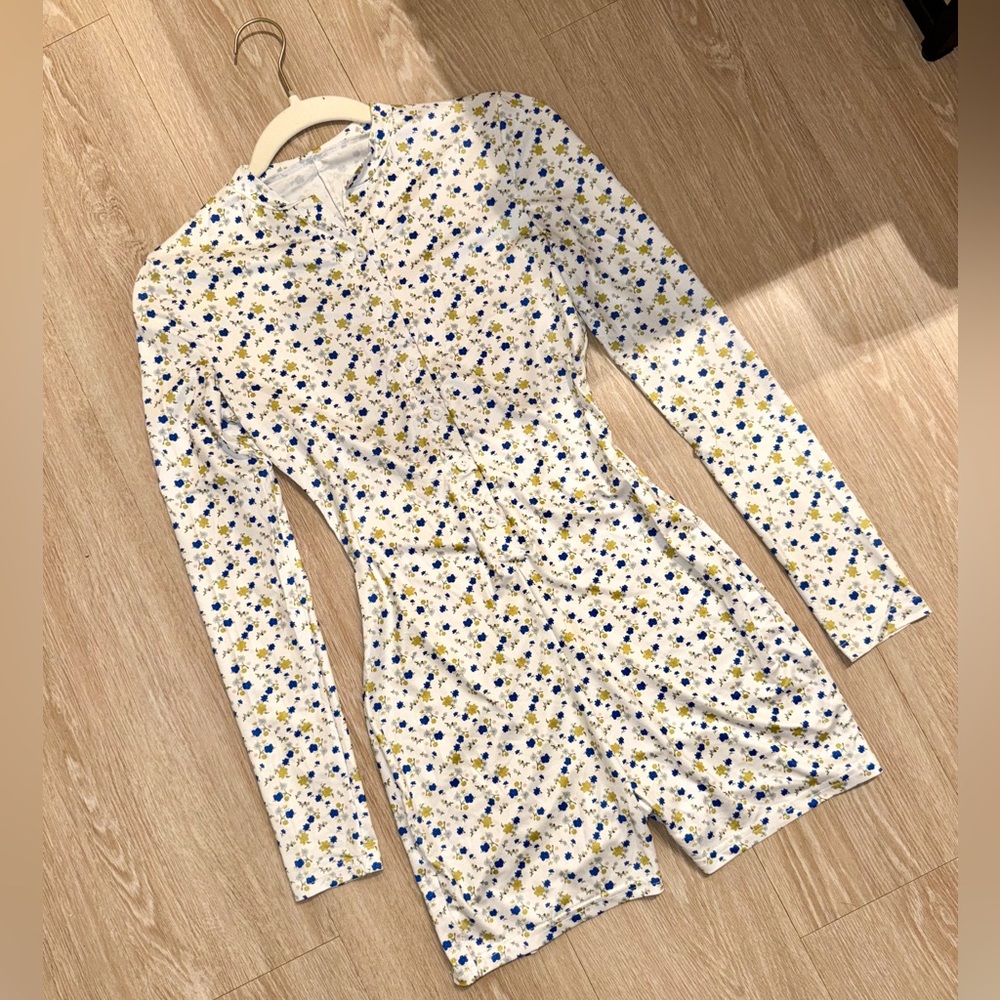 Floral Long Sleeve Pajama Romper